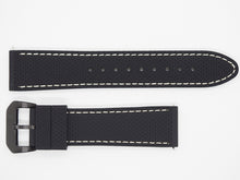Load image into Gallery viewer, Black Silicone Strap with Beige Stitching and Black Buckle Front
