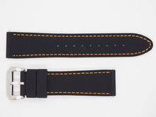Load image into Gallery viewer, Black Silicone Strap with Orange Stitching and SS Buckle Front
