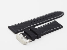 Load image into Gallery viewer, Black Silicone Strap with White Stitching and SS Buckle Side
