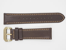 Load image into Gallery viewer, Dark Brown Calf Leather Strap with Brown Stitching and Bronze Buckle Front

