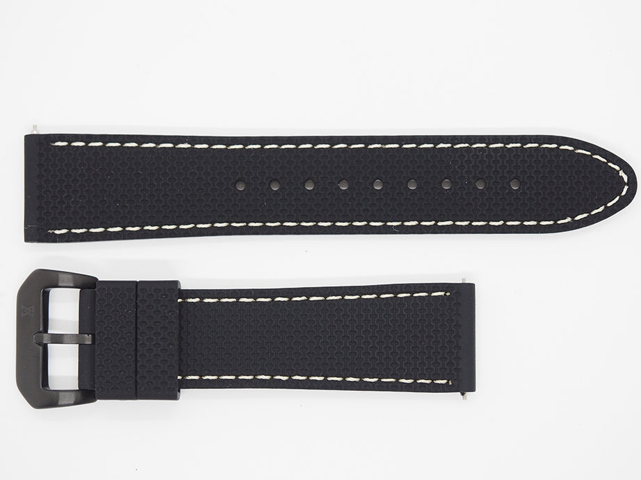 Black Silicone Strap with Beige Stitching and Black Buckle Front