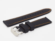 Load image into Gallery viewer, Black Silicone Strap with Orange Stitching and SS Buckle Side
