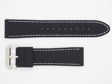 Load image into Gallery viewer, Black Silicone Strap with White Stitching and SS Buckle Front
