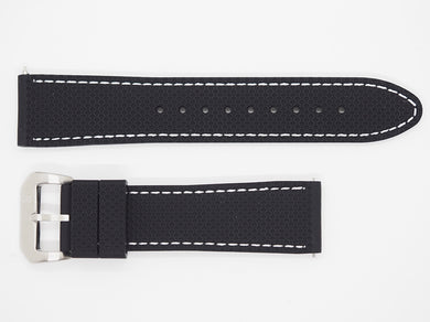 Black Silicone Strap with White Stitching and SS Buckle Front