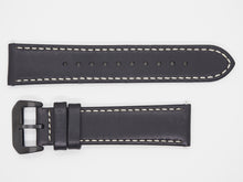 Load image into Gallery viewer, Black Calf Leather Strap with Beige Stitching and Black Buckle Front 
