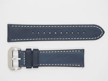 Load image into Gallery viewer, Blue Calf Leather Strap with Beige Stitching and SS Buckle Front
